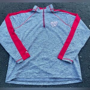 MLB Washington Nationals Gray and Red Half-Zip Pullover
